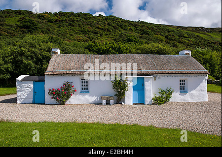 Thatched cottage irlandais, Clonmany, comté de Donegal, Irlande Banque D'Images