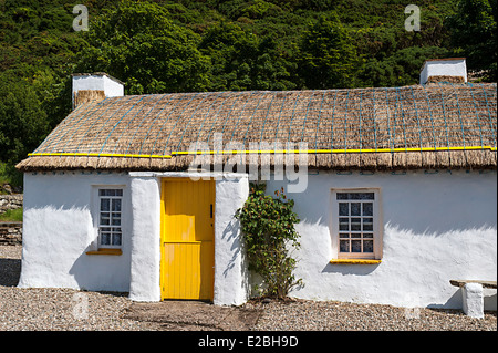 Thatched cottage irlandais, Clonmany, comté de Donegal, Irlande Banque D'Images