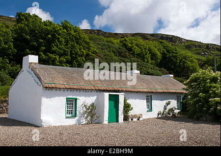 Thatched cottage irlandais, Clonmany, comté de Donegal, Irlande Banque D'Images