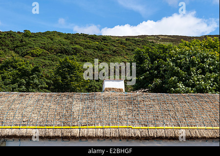 Thatched cottage irlandais, Clonmany, comté de Donegal, Irlande Banque D'Images