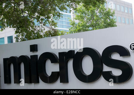 Columbia, Maryland. 18 Juin, 2014. Le siège de MICROS Systems dans la région de Columbia, Maryland le 18 juin 2014. Les systèmes de point de vente bouilloire serait en pourparlers pour être acquise par Oracle pour $5 milliards de dollars. Credit : Kristoffer Tripplaar/Alamy Live News Banque D'Images