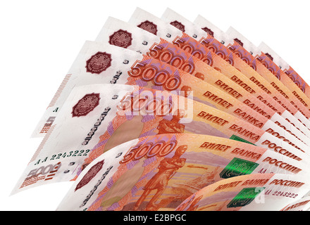 Rouble russe tas de billets en euros Banque D'Images