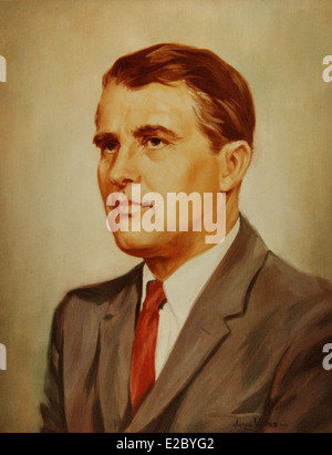 Wernher von Braun, figure clé du développement de la technologie des fusées, a contribué de manière significative aux programmes spatiaux américains. Son travail a conduit à la création de la fusée Saturn V, qui a été cruciale pour les missions lunaires Apollo. Banque D'Images