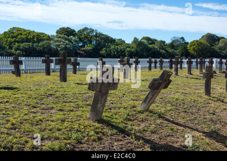 Tombes de prisonniers sur l'île de Sainte-Hélène. Une colonie pénale sévère dans la baie Morton, de l'Australie de 1867 à 1932 Banque D'Images