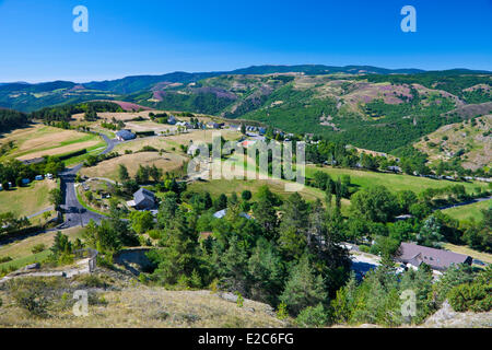 La France, la Lozère, les Causses et les Cévennes, paysage culturel agropastoraux méditerranéens, inscrite au Patrimoine Mondial de l'UNESCO, le Parc National des Cévennes (Parc National des Cévennes), classé réserve de biosphère par l'UNESCO, la corniche des Cévennes, Barjac Banque D'Images