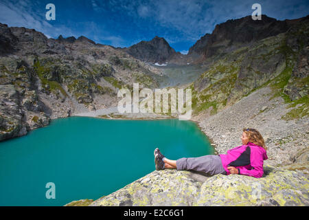 France, Haute Savoie, de la réserve naturelle nationale des Aiguilles Rouges (réserve naturelle des Aiguilles Rouges), Chamonix Mont Blanc, le Lac Blanc (2352m) Banque D'Images