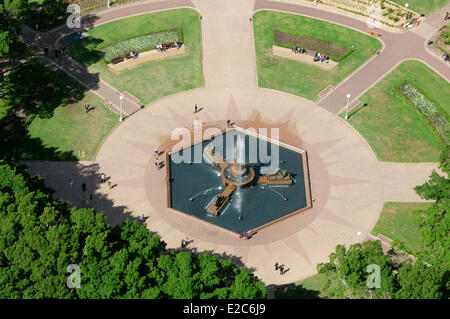 L'Australie, New South Wales, Sydney, Hyde Park, vue aérienne du bassin hexagonal de la fontaine construite en mémoire de JF Archibald propriétaire et rédacteur en chef de la revue Le Bulletin Banque D'Images