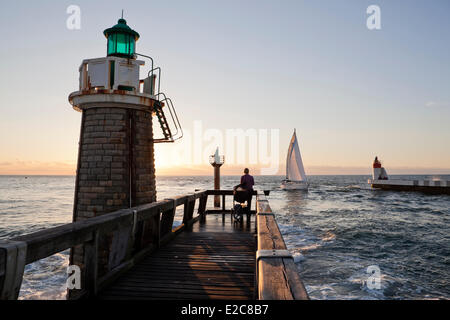 France, Landes, Golfe de Gascogne, Capbreton, Hossegor pier, la jetée du port de Capbreton Banque D'Images