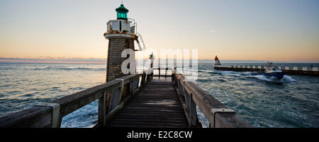 France, Landes, Golfe de Gascogne, Capbreton, Hossegor pier, la jetée du port de Capbreton Banque D'Images