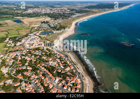 France, Vendée, Bretignolles sur mer, la Normandeliere (vue aérienne) Banque D'Images