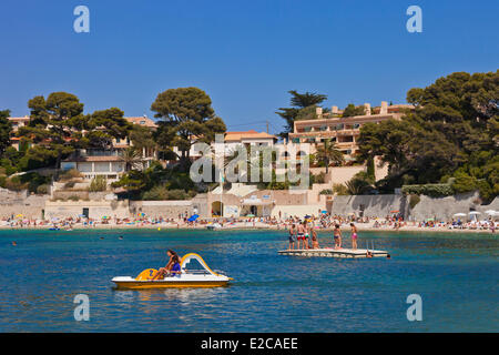 La France, Var, Bandol, plage de Renecros Banque D'Images