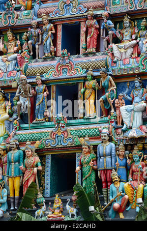 Singapour, Sri Mariamman temple est le plus ancien et le plus important temple hindou de Singapour (1827) Banque D'Images