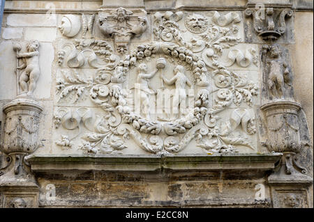 France, Sarthe, Le Mans, Cité Plantagenêt (vieille ville), la façade de l'Adam et Eve Maison du xvie siècle Banque D'Images