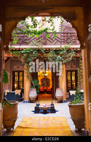 Le Maroc, Haut Atlas, Marrakech, ville impériale, Restaurant La Maison Arabe Banque D'Images