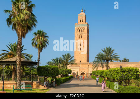 Le Maroc, Haut Atlas, Marrakech, ville impériale, médina classée au Patrimoine Mondial de l'UNESCO, la mosquée de la Koutoubia Banque D'Images