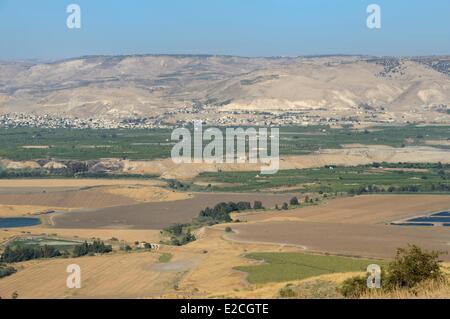 Israël, quartier Nord, Basse Galilée, la vallée du Jourdain et les montagnes de Jordanie à l'arrière-plan Banque D'Images