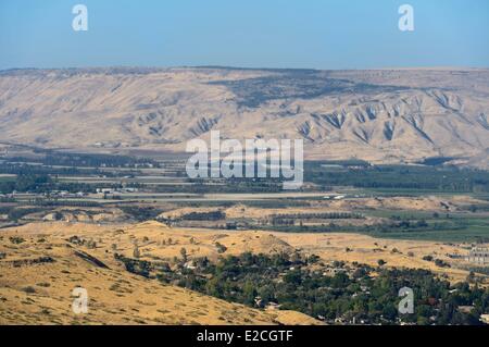 Israël, quartier Nord, Basse Galilée, la vallée du Jourdain et les montagnes de Jordanie à l'arrière-plan Banque D'Images