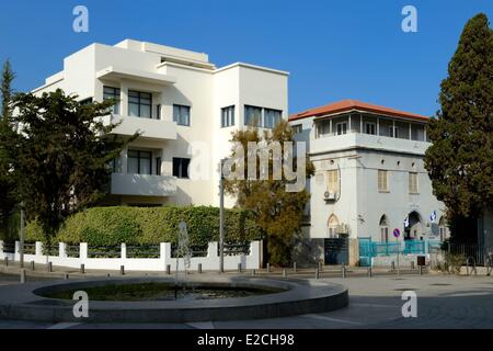 Israël, Tel Aviv, Shlomo Yafe House- Musée du Bauhaus sur place Bialik, construit par l'architecte Shlomo Gepstein en 1935 Banque D'Images