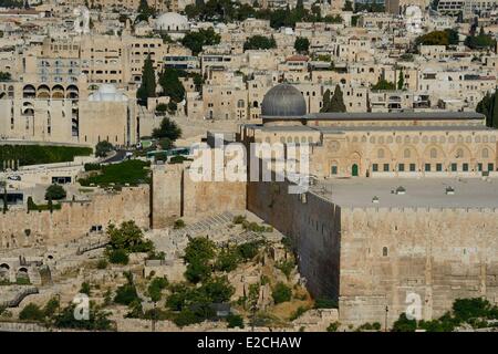 Israël, Jérusalem, ville sainte, de la vieille ville inscrite au Patrimoine Mondial de l'UNESCO, la mosquée Al-Aqsa sur El Haram el Sharif Banque D'Images