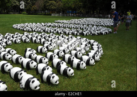 Hong Kong, Chine, Hong Kong. 19 Juin, 2014. Les pandas en papier sont affichées lors d'une exposition au Victoria Park, du sud de la Chine, Hong Kong, le 19 juin 2014. Un total de 1 600 pandas en papier ont été affichées ici le 19 juin, qui étaient l'œuvre de l'artiste française Paulo Grangeon. Credit : Lo Fai Ping/Xinhua/Alamy Live News Banque D'Images