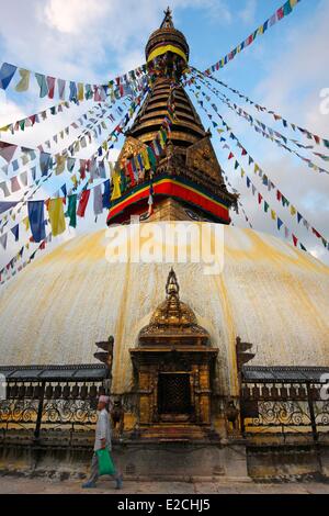 Au Népal, la vallée de Katmandou, classée au Patrimoine Mondial de l'UNESCO, Katmandou, Temple de Swayambhunath Banque D'Images