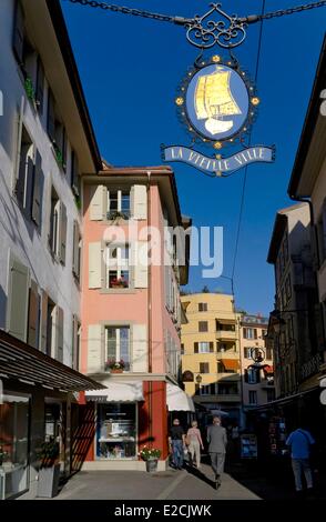 La Suisse, Canton de Vaud, Vevey centre-ville Banque D'Images