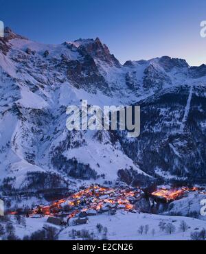 France Hautes Alpes Parc National des Ecrins Meije massif village de La Grave la Meije étiqueté Les Plus Beaux Villages de Banque D'Images