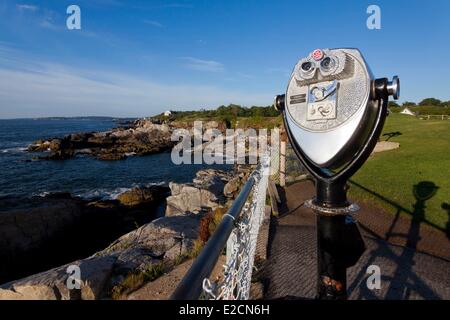 United States Maine Portland Cape Elizabeth Fort Williams Park de la côte près de la Portland Head Light phare automatique Banque D'Images