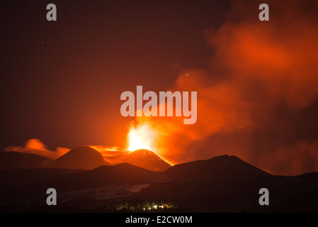 Coulées de Lave d'une éruption du volcan Etna Banque D'Images