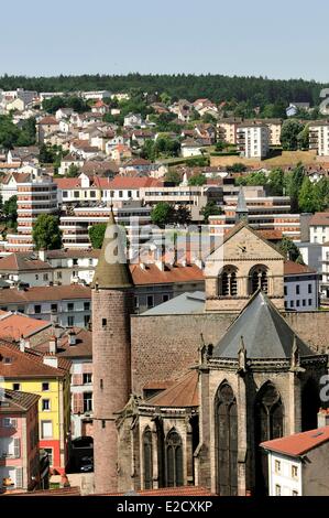 France Vosges Epinal la ville et la Basilique Saint Maurice du château de mauvais Banque D'Images