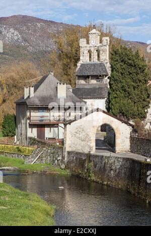 France Ariege d'Audressein l'église Notre-Dame de Tramezaygues inscrite au Patrimoine Mondial de l'UNESCO Banque D'Images