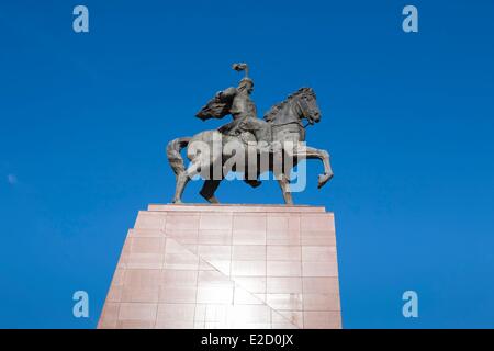 Le Kirghizistan Bichkek de Chuy Province statue sur la place Ala-Too Manas Banque D'Images