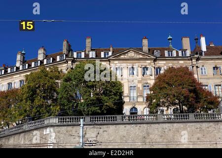 Suisse Genève dans la vieille ville dominant la Place Neuve Banque D'Images