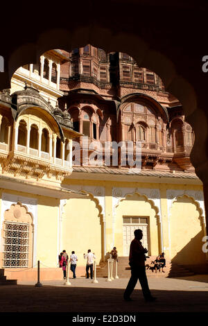 Inde Rajasthan Jodhpur Mehrangarh Fort fondée en 1459 par Rao Jodha (1438-1488) de la dynastie Rathore Banque D'Images