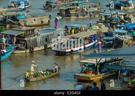 Vietnam Can Tho province région du delta du Mékong, le marché flottant de Cai Rang Banque D'Images