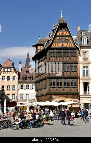 France Bas Rhin Strasbourg vieille ville classée au Patrimoine Mondial de l'UNESCO Place de la Cathedrale de la Maison Kammerzell Banque D'Images