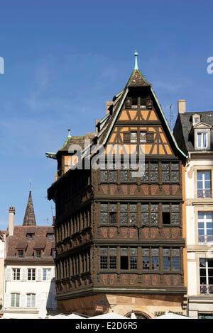 France Bas Rhin Strasbourg vieille ville classée au Patrimoine Mondial de l'UNESCO Place de la Cathedrale de la Maison Kammerzell Banque D'Images