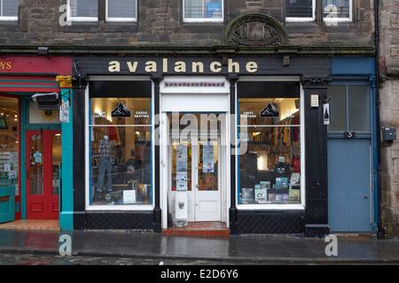 Royaume-uni Ecosse Edimbourg inscrite au Patrimoine Mondial de l'UNESCO Grassmarket record shop Avalanche Records Banque D'Images