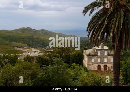 France, Haute Corse, Cap Corse, Sisco, la Villa Padovani (Palazzi ou maison d'Américains à partir de 1890) qui a fait sa fortune à Porto Rico Banque D'Images