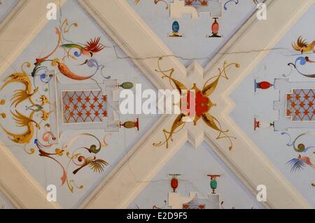 France, Haute Corse, Cap Corse, Sisco, l'Gaspari Ramelli palace (Palais ou Chambre des Américains), plafond décoré d'un prix Banque D'Images