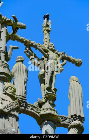 Finistere Pleyben le calvaire dans l'enclos paroissial (enclos paroissial) Banque D'Images