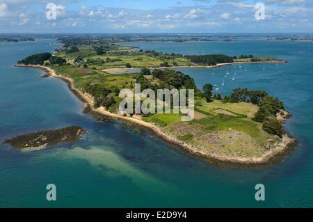 France Morbihan Golfe du Morbihan (Golfe du Morbihan) Ile aux Moines vu depuis le sud (vue aérienne) Banque D'Images