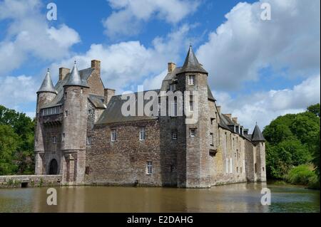 Forêt de Brocéliande Morbihan France Château de Trécesson Banque D'Images