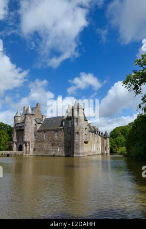 Forêt de Brocéliande Morbihan France Château de Trécesson Banque D'Images