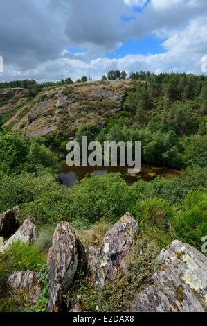 France Morbihan Forêt Brocéliande Trehorenteuc La Mare aux Fées (la fée) Étang du Val sans retour (Val sans retour) Banque D'Images