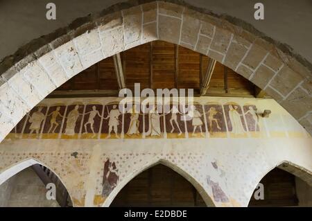 France Côtes d'Armor Plouha Kermaria chapelle Iskuit une Danse Macabre (danse de mort) à partir de la fin du 15e siècle Banque D'Images