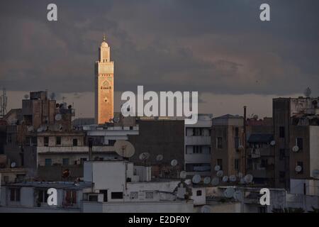 Maroc, Casablanca, la Grande Mosquée Hassan II, minaret Banque D'Images