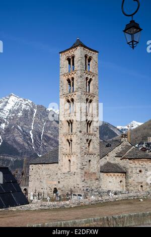 Espagne Catalogne Boi valley inscrite au Patrimoine Mondial de l'UNESCO Sant Climent de Taüll église clocher roman lombard Banque D'Images