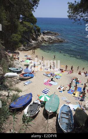 Espagne Catalogne Costa Brava Platja d'Aro Platja del Pi beach Banque D'Images