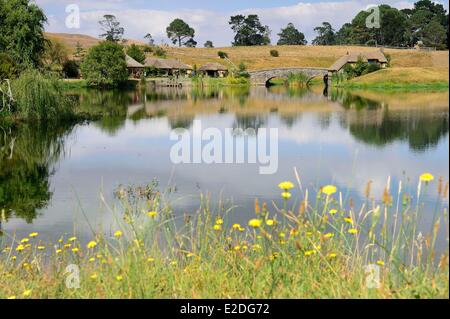 New Zealand North Island Hobbiton Matamata le hobbit village construit pour le film Le Seigneur des Anneaux de Peter Jackson Banque D'Images